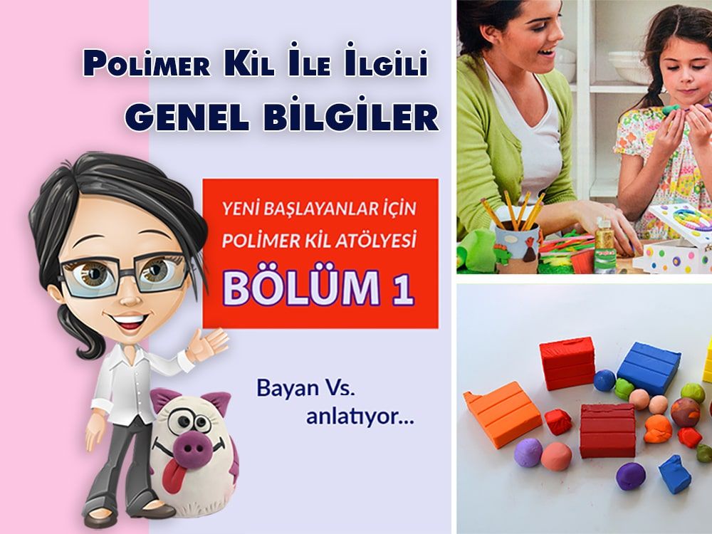 Polimer Kil ile Çalışmak Bölüm 1 video kapağı: renkli kil blokları, masada birlikte çalışan bir yetişkin ve çocuk