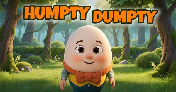 Humpty Dumpty Türkçe şarkı kapağı: ormanda papyonlu, gülümseyen yumurta karakter