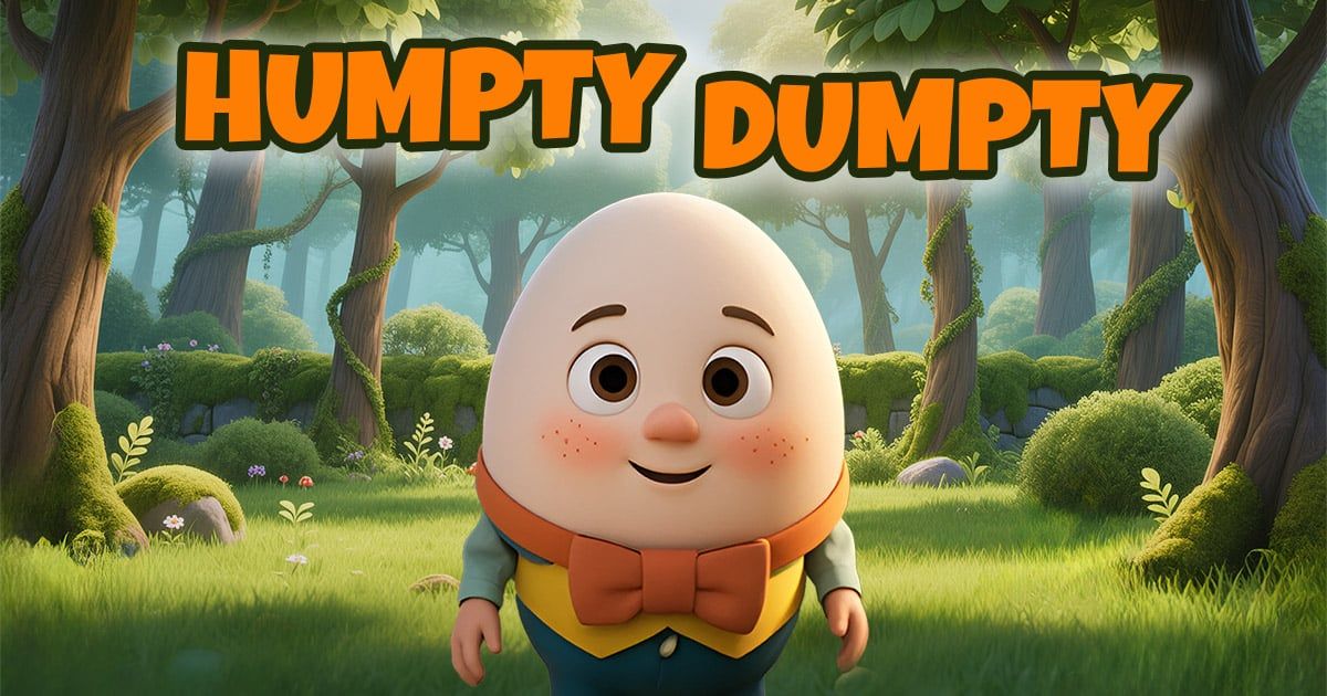 Humpty Dumpty Türkçe şarkı kapağı: ormanda papyonlu, gülümseyen yumurta karakter
